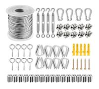 Cerioll Câble Métallique en Acier Inoxydable 304, 50M Drahtseil Edelstahl Stahlseil Kit, Cable de Acero Inoxidable Kit, M5 Tensores de Alambre Kit, Cable Cuerda Inoxidable para Plantas Trepadoras