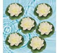 Cerioll Flor de Loto Artificial, Flotantes Lirio De Agua Artificial, 6 Piezas Nenufares Flotantes Artificiales, Flores Artificiales de Lotus, para Estanque de Jardín, Fuente, Decoración de Acuarios