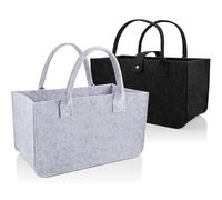 Cerkkapo 2 bolsas de fieltro grandes, 20 l, bolsas de fieltro, 39 x 26 x 20 cm, bolsa de fieltro plegable, cesta de la compra de fieltro, cesta de madera para leña de chimenea, cesta de fieltro