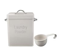 Cerlyiont Laundry Detergent Powder Container Dispenser Holder, LaundryBags for Laundry Room Organization. Metal LaundrySoap Dispenser with Scoop and Lid (Milk White)