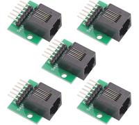Cermant 5 placas de conexión RJ11 RJ12 6P6C de 6 pines con pin doblado, montaje en PCB, conector acoplador de enchufe de teléfono negro