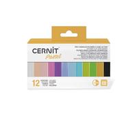 CERNIT CEASS002C - Un surtido de 12 panes de pasta Cernit 25 g - pasta polimérica surtidos de 12 colores pastel - Gama number one - Modelado, bricolaje para adultos