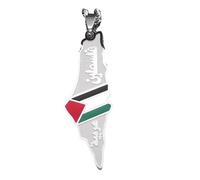 Cernomal Collar con Colgante De Mapa De Palestina De Israel - Bandera Encanto De Moda Color Amarillo Gris Cadena De Suéter De Geografía del País, Accesorios De Joyería Regalo para Muj