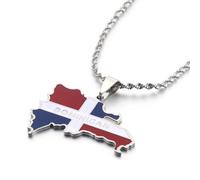 Cernomal Collar con Colgante De Mapa De República Dominicana: Cadena De Suéter con Dije De Bandera Nacional De Mapas De Países Esmaltados De Moda, para Mujeres, Hombres, Joyería Patri