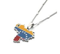 Cernomal Collar con Colgante De Mapa De Venezuela: Cadena De Suéter con Dije De Bandera Nacional De Mapas De Países Esmaltados De Moda, para Mujeres, Hombres, Accesorios De Regalos De J