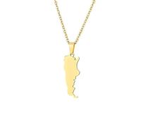 Cernomal Collar con Mapa De Argentina: Colgante De Color Sólido De Hip-Hop, Cadena De Clavícula, Joyería, Aniversario, Regalos De Cumpleaños para Mujeres, Hombres, Amarillo/Blanco, Am