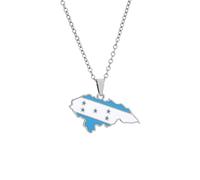 Cernomal Collar con Mapa De Honduras: Cadena De Clavícula Geométrica con Dije De Bandera Esmaltada con Estilo Artístico, Colgante De Joyería para Mujeres Y Hombres, Accesorios De Ador