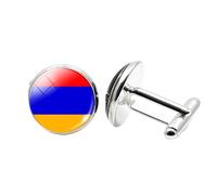 Cernomal Gemelos De La Bandera De Armenia para Hombres - Banderas Nacionales del Mundo Traje De Cúpula De Cristal Camisa Gemelos Botones, Accesorios De Cumpleaños Regalos De Joyería, B