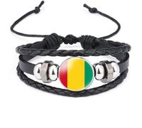Cernomal Pulsera Con Bandera De Guinea: Brazalete Ajustable De Cuero Trenzado Multicapa De Países Africanos, Pulsera De Moda, Regalo De Joyería Para Mujeres, Hombres, Accesorios Patrió