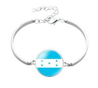 Cernomal Pulsera De La Bandera Nacional De Honduras - Brazalete con Dije De Cabujón De Cúpula De Vidrio con Cadena Ajustable del País De América del Norte, Pulsera De Adorno, Accesori