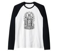 Cernunnos Arte Lineal de Cuernos sagrados del Dios del Bosque Celta Camiseta Manga Raglan