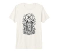Cernunnos Arte Lineal de Cuernos sagrados del Dios del Bosque Celta Camiseta Premium