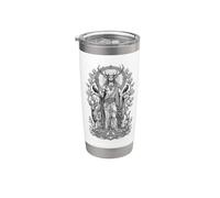 Cernunnos Arte lineal de cuernos sagrados del dios del bosque celta Vaso térmico de acero inoxidable de doble pared