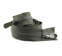 Cerobit Cremallera doble deslizante, de resina, 70, 80, 90, 95, 100, 120 y 150 cm, color verde militar