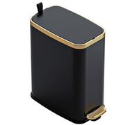 CEROELDA Bote de basura pequeño para baño con tapa, cierre suave, 5 litros, delgado de metal, papelera rectangular estrecha para oficina, dormitorio, inodoro, sala de estar, color negro