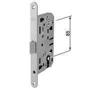 Cerradura AGB Mediana Evolution - con pestillo central - versión cilindro Yale entrada 50 color cromo satinado frontal 18 x 196