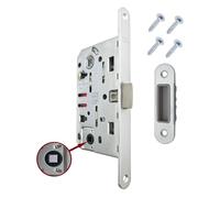 Cerradura AGB Mediana Evolution con solo pestillo central para puerta interior. (cromado mate para inodoro)