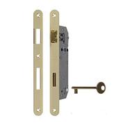 Cerradura AGB Patent Grande Orificio de entrada 45 mm Cuadro 8 mm frontal 22 latón pulido barnizado