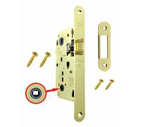 Cerradura AGB puerta interior empotrada para baño WC serie centro (frontal 22 x 196, cerradura, latón brillante)
