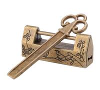Cerradura antigua, minicandado de flores de Urraca tradicional de estilo chino, cerradura pequeña para muebles antiguos, bronce (magpie bronze)