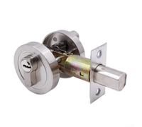 Cerradura auxiliar oculta para puertas de interior, hecha de aleación de zinc, operada por llave externa y botón giratorio interno para mayor seguridad (color cepillado)