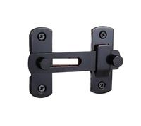 Cerradura con pestillo de acero inoxidable, Cerradura de puerta corredera con tapa for baño, garaje, jardín, ventana, color plateado y negro(Black Small Flat)