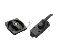 Cerradura cuadrada negra con asa para puerta de caravana de 25 mm con apertura a la derecha + barril y llaves