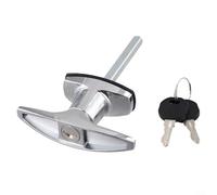 Cerradura de aleación de zinc con mango en T para tapa de camión, carcasa de caravana y puerta de garaje, pestillo de seguridad resistente a la intemperie con instalación simple, acabado cromado (A)