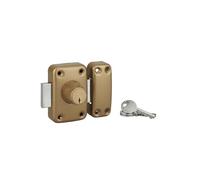 Cerradura de alta seguridad, doble entrada, para puerta de entrada, cilindro de 50 mm, acero, 3 llaves, acabado epoxi dorado, reversible, protección antiarranque, para puerta de cristal, THIRARD
