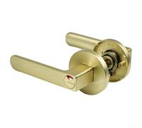Cerradura de baño de tres polos con indicador rojo y verde para comunicar la ocupación de la habitación, con aleación de zinc sólida para una mayor seguridad de la puerta interior (dorado)