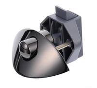 Cerradura de botón de media luna para puertas de armario de caravana de 14 a 16 mm de grosor, mango de aleación de zinc con base de nailon, cierre seguro para yates, remolques y barcos (gris)