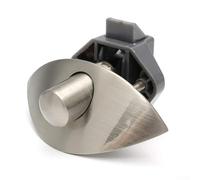 Cerradura de botón de media luna para puertas de armario de caravana de 14 a 16 mm de grosor, mango de aleación de zinc con base de nailon, cierre seguro para yates, remolques y barcos (cepillado)