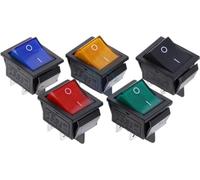 Cerradura de botón,Interruptor basculante, 1 unidad de interruptor de encendido y apagado de 4 pines DPST con luz, 16 A, 250 V CA, 20 A, 125 V CA, KCD2(Preto)