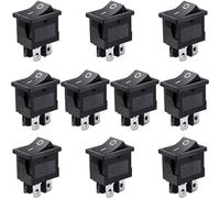 Cerradura de botón,Interruptor basculante, 10 piezas CA 250 V/6 A, 125 V/10 A, interruptor de presión mini de 2 posiciones y 4 pines DPST de encendido/apagado(Preto)