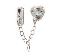 Cerradura de cadena de puerta de acero inoxidable resistente, barrera de seguridad sin taladros para uso doméstico y hotel, negro (plata)