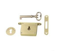 Cerradura de cajón de latón vintage con llave, pestillo de puerta de gabinete de estilo antiguo para muebles seguros, herrajes resistentes a la corrosión para oficina en casa (dorado)