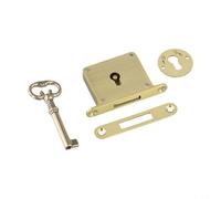 Cerradura de cajón de latón vintage con operación de llave, gabinete de seguridad antiguo y cajón, acabado dorado para herrajes para gabinete liso y resistente (dorado)