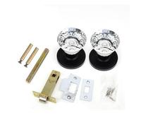 Cerradura de canal de aleación de zinc con manija de bola de cristal, manija de canal for puerta de doble cara, función antibloqueo y sin llave(001 Channel Lock Black)