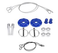 Cerradura de capó universal PolyGen con aluminio mecanizado CNC, evita el aleteo del capó durante las curvas, no requiere perforación, cerradura de pasador de capó de carreras (Blue)