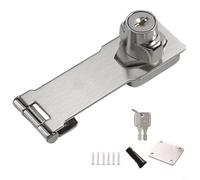 Cerradura de cerrojo de acero inoxidable sin taladro para armario de cocina, refrigerador y congelador, seguridad plateada (4 pulgadas)