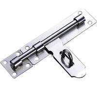 Cerradura de cilindro Cerradura de puerta acero inoxidable cepillado, gruesa y resistente, con pestillo deslizante orificio for candado, cerrojo cilíndrico(16 inch 16 core)