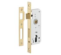 Cerradura de cilindro empotrada para puerta de entrada, con retroceso de 35 mm, extremos cuadrados, perno de aleación de zinc y placa de cierre de acero plana - THIRARD