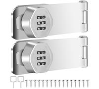 Cerradura de Combinación de Puerta Gabinete,Cerradura de Seguridad 3 Dígitos con Tornillo,Cerradura Mecánica con Contraseña,Cerradura de Privacidad para Puertas Armarios Granero (2PCS Plateado)