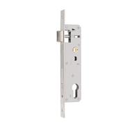 Cerradura de embutir de Funnytek en acero inoxidable, puerta central de 85 | para Puertas de Interior y Exterior, Cerradura de Embutir con Marco de Níquel Satinado para Hogar y Lugar de Trabajo