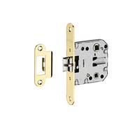Cerradura de embutir para baño e inodoro, con retroceso de 50 mm, distancia entre ejes de 47 mm, extremos redondeados, media vuelta reversible - THIRARD