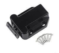 Cerradura de empuje no magnética para puertas de armario y escotilla de ático con pieza de mostrador ajustable en acabado de plástico blanco o negro para un almacenamiento seguro en el hogar (negro)