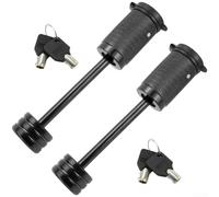 Cerradura de enganche de remolque de acero al carbono negro y aleación de zinc con llave de giro de un cuarto para RV barco y coche, dispositivo de seguridad antirrobo (juego de 2)