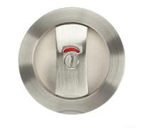 Cerradura de gancho integrada con indicador redondo para baño y puertas correderas, hecho de aleación de zinc para soportar la humedad y proporcionar un estado de bloqueo visible (plateado)