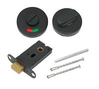 Cerradura de inodoro para baño, cerradura de puerta con indicador de privacidad de acero inoxidable, cerradura de puerta de roseta para baño, baño (negro con cerradura)