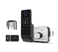 Cerradura de la Puerta Inteligente Tuya Wifi a de Agua ContraseñA Cerradura de Llanta ElectróNica de Doble Huella Dactilar para Puerta de Hierro al Libre